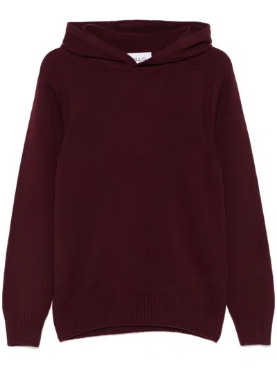 D4.0 Wool Hooded Sweater In Red