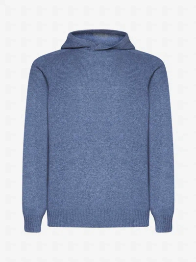 D4.0 Wool Hooded Sweater In Sky Blue