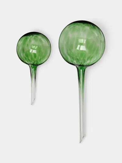 Dab'o Hand-blown Crystal Water-diffusing Globes (set Of 2) In Green