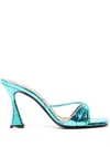 D’accori 85mm Lust Printed Python Leather Sandals In Blue