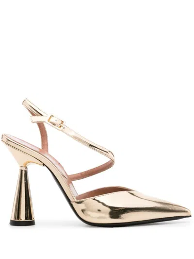 D’accori Arya 100mm Patent-leather Pumps In Liquid Gold