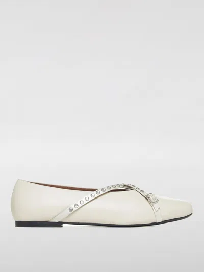 D’accori Ivory Nappa Cara Ballet Flats In Whyte Nappa