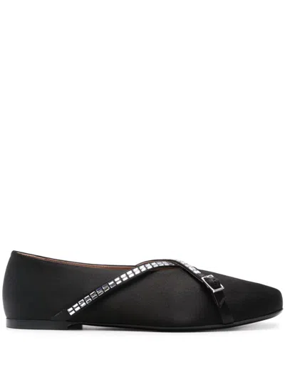 D’accori Cara Ballerina Shoes In Pure Black Nappa