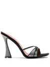 D’accori Lust 100mm Crystal-strap Mules In Black