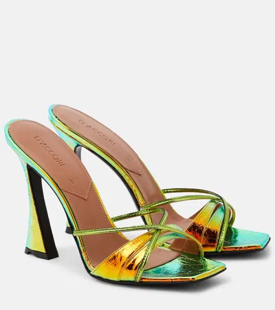 D’accori Lust 100mm Metallic Mules In Green
