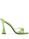 D’accori Lust Square-toe Metallic-leather Mules In Green