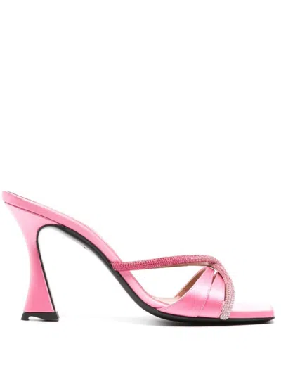 D’accori Lust 100mm Rhinestone-embellished Mules In Powder Pink Crystal
