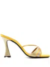 D’accori Yellow Slip-on Sandals With All-over Rhinestone In Yellow