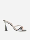 D’accori Silver Slip-on Sandals With Crystal Strap Detail In Disco Drama Crystal
