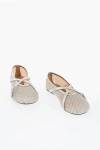 D’accori Mesh Bambi Ballet Flats With Criss Cross Strap In Metallic