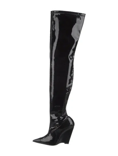 Pre-owned D’accori Patent Leather Boots In Black