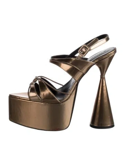 Pre-owned D’accori Patent Leather Sandals In Brown/metallic