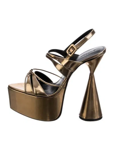 Pre-owned D’accori Patent Leather Sandals In Brown/metallic