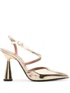 D’accori Arya 100mm Patent-leather Pumps In Liquid Gold
