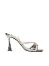 D’accori Silver Slip-on Sandals With Crystal Strap Detail In Disco Drama Crystal