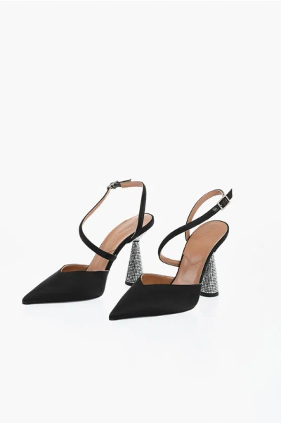 D’ACCORI SATIN ARYA PUMPS WITH RHINESTONED SPOOL HEEL 9CM