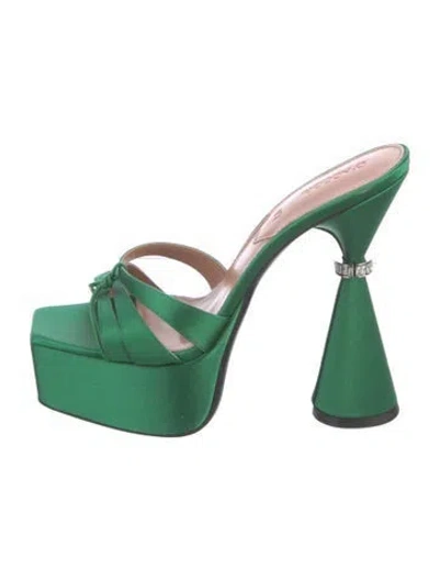 Pre-owned D’accori Satin Crystal Embellishments Mules In Green
