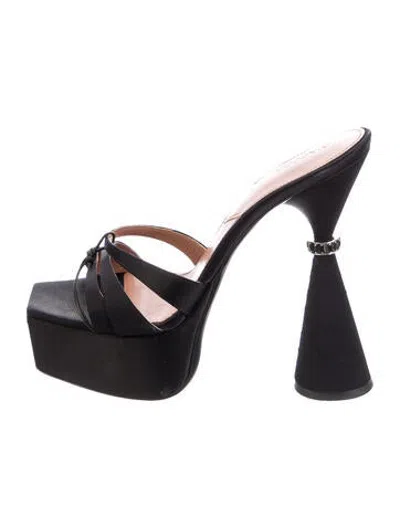 Pre-owned D’accori Satin Crystal Embellishments Sandals In Black