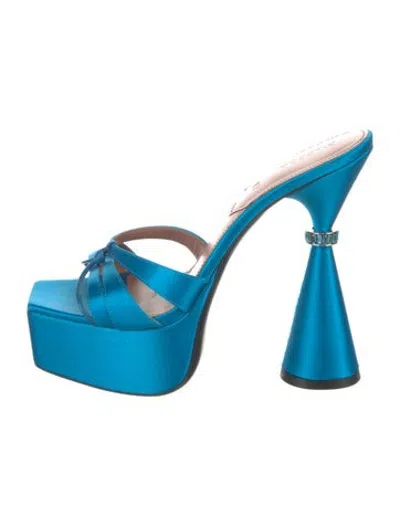 Pre-owned D’accori Satin Crystal Embellishments Sandals In Blue