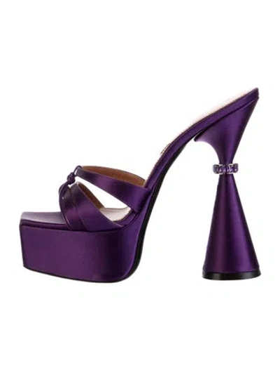 Pre-owned D’accori Satin Crystal Embellishments Slides In Purple
