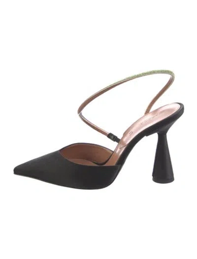 Pre-owned D’accori Satin Crystal Embellishments Slingback Pumps In Black