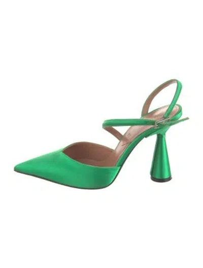 Pre-owned D’accori Satin Slingback Pumps In Green