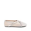D’accori Mesh Bambi Ballet Flats With Criss Cross Strap In Silver