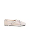D’accori Mesh Bambi Ballet Flats With Criss Cross Strap In Silver
