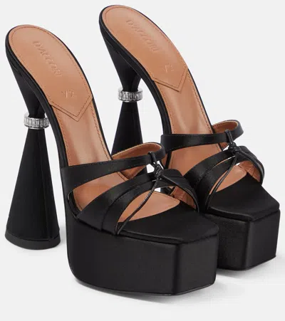 D’accori Sienna Satin Platform Mules In Pure Black