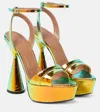 D’accori Skye Mirrored Leather Platform Sandals In Metallic
