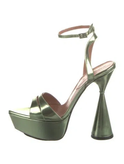 Pre-owned D’accori Skye Patent Leather Sandals In Green