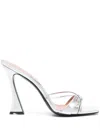 D’accori Lust 100mm Metallic-effect Mules In Disco Drama Silver