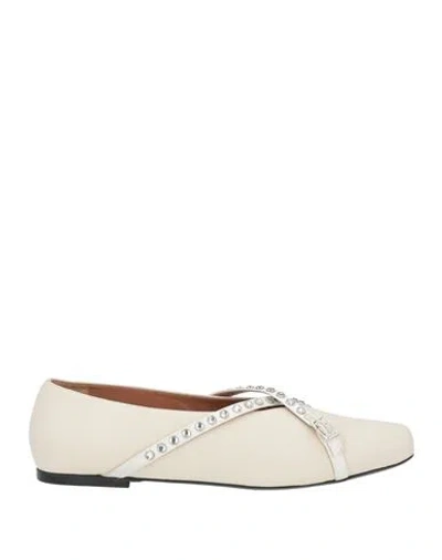 D’accori D'accori Woman Ballet Flats Off White Size 8.5 Leather In Pink