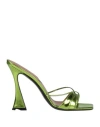 D’accori Lust Square-toe Metallic-leather Mules In Green