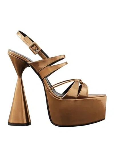 D’accori D'accori Woman Sandals Bronze Size 10 Leather In Yellow