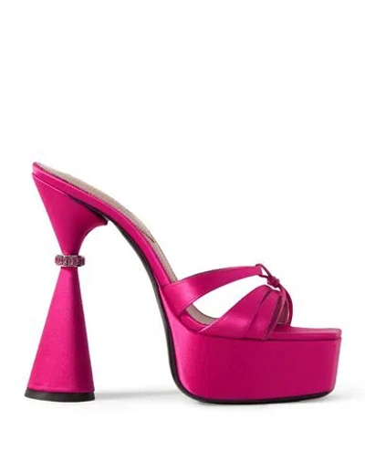 D’accori D'accori Woman Sandals Fuchsia Size 8 Textile Fibers In Pink