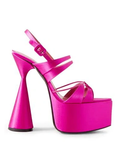 D’accori D'accori Woman Sandals Fuchsia Size 8 Textile Fibers In Pink