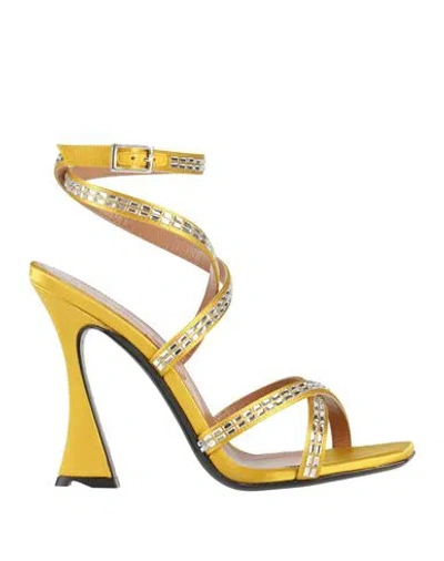 D’accori D'accori Woman Sandals Marigold Size 6 Textile Fibers In Yellow