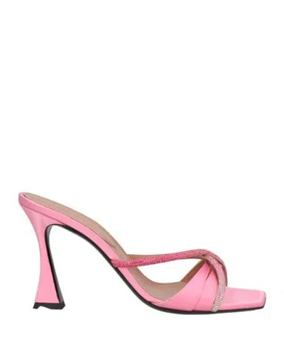 D’accori D'accori Woman Sandals Pink Size 7.5 Textile Fibers, Leather