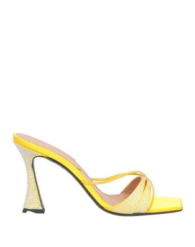 D’accori D'accori Woman Sandals Yellow Size 8 Viscose, Textile Fibers