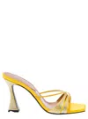D’accori Yellow Slip-on Sandals With All-over Rhinestone In Yellow