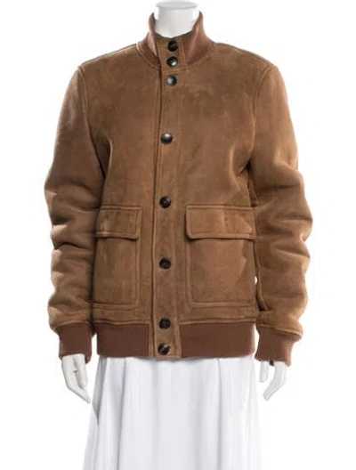 Pre-owned Dacute Leather Bomber Jacket In Neutral