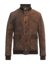 Dacute Man Jacket Brown Size 42 Ovine Leather, Wool, Polyamide