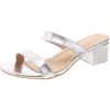 Dadawen Womens Faux Leather Slip On Block Heel In Silver