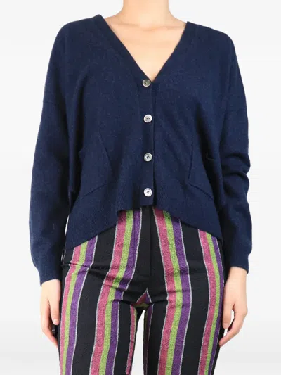Pre-owned Daddy's Daughters V-neck Cashmere Cardigan In Blue