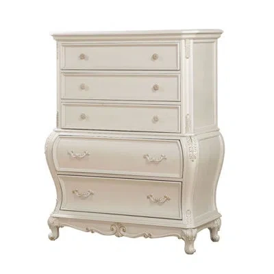 Dae 5 Drawer 44" W Solid Wood Chest In Ivory;pearl White