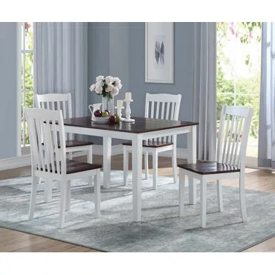 Dae 5-piece Dining Set With 48"x36" Wood Table And 4 Chairs In Walnut