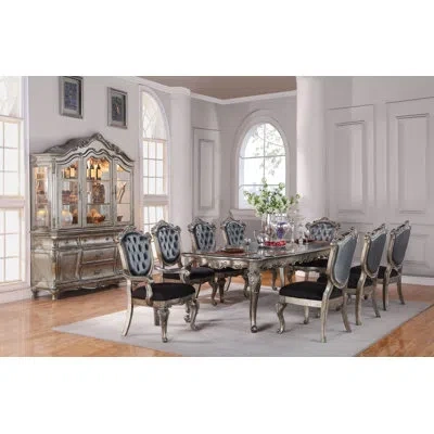 Dae 9-piece Luxurious Formal Dining Table Set Kitchen Furniture Set Include 1 Extendable Dining Table, 6 In Brown,black