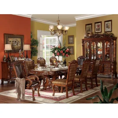 Dae 9-piece Luxurious Formal Dining Table Set Kitchen Furniture Set Include 1 Extendable Dining Table, 6 In Gray