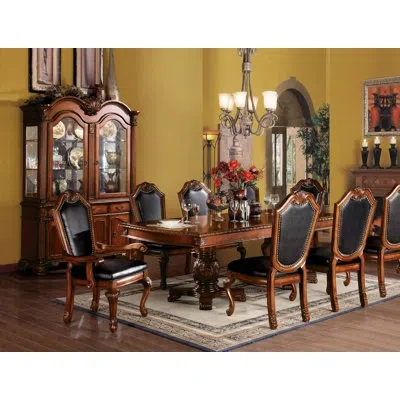 Dae 9-ps Formal Dining Table Set Kitchen Furniture Set Include 1 Extendable Dining Table, 6 Side Chairs  In Red